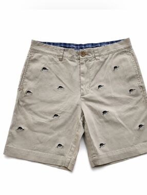 Southern Pines Blue Marlin Embroidered Khaki Shorts Men’s 34